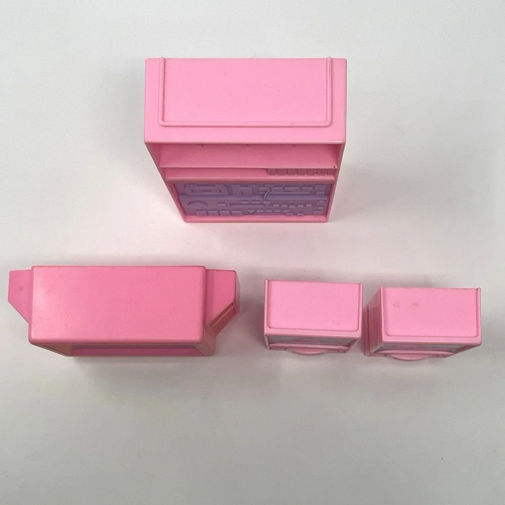 Vtg 1989 Barbie Home Entertainment Center Pink Stereo TV Speakers Mattel‎ Arco